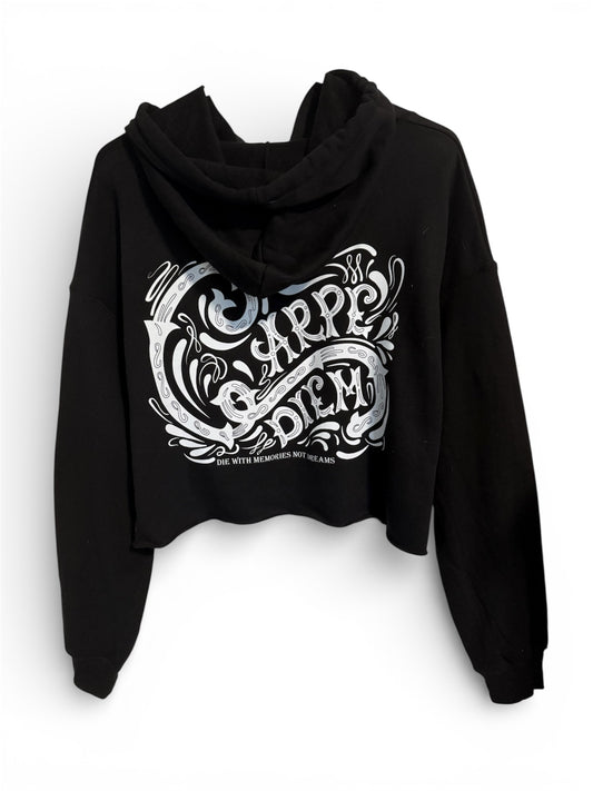Women's Carpe Diem Crop Hoodie - Black
