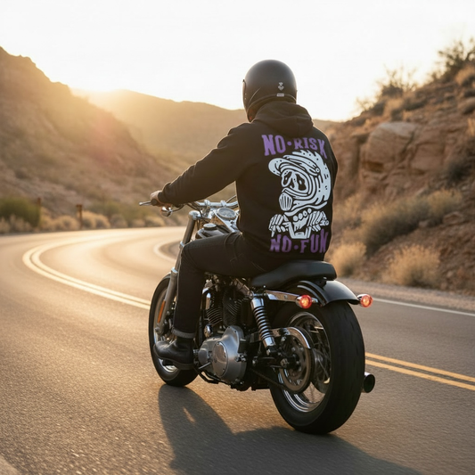 Unisex No Risk No Fun Hoodie - Purple Logo