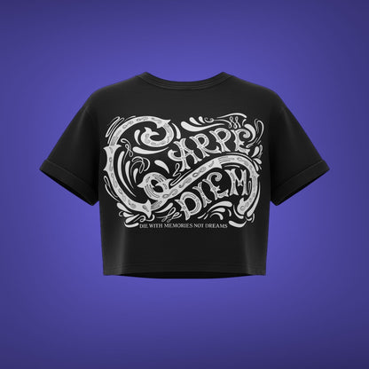 Women's Carpe Diem Crop T-Shirt - Black