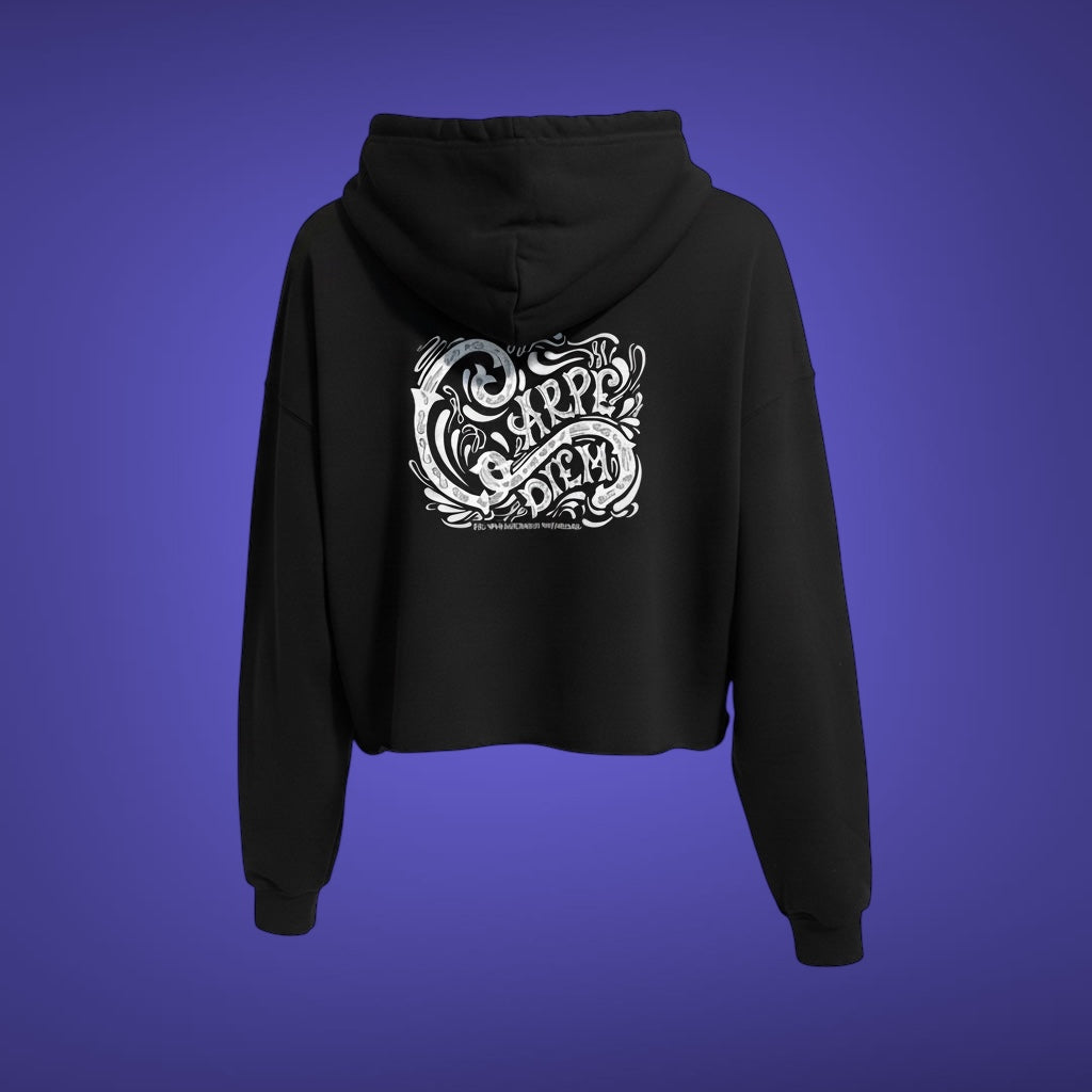 Women's Carpe Diem Crop Hoodie - Black