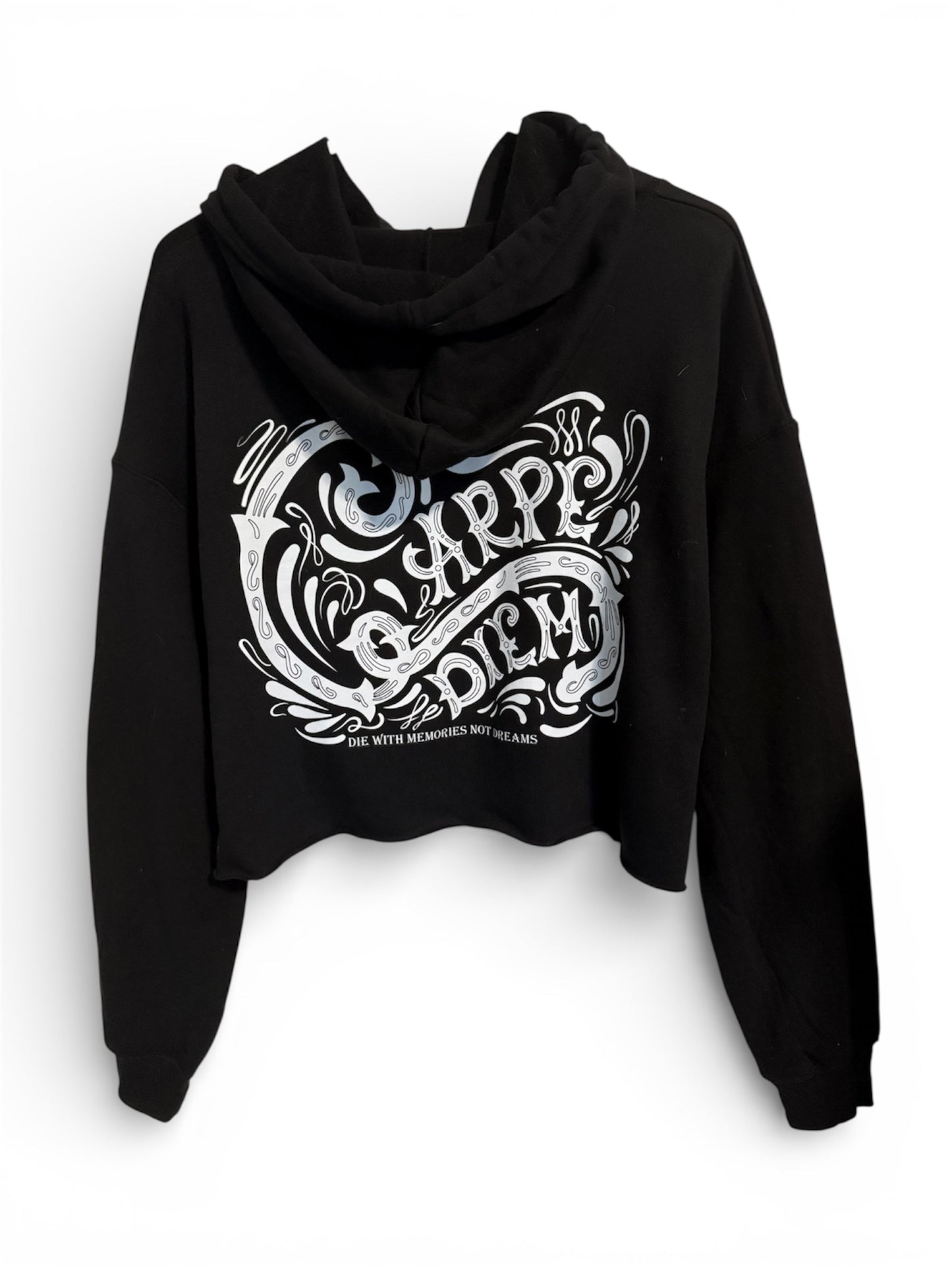 Women's Carpe Diem Crop Hoodie - Black